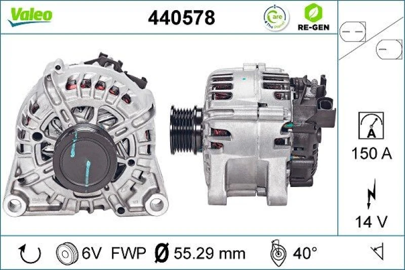 Image of VALEO 440578 Generator Alternator Charging Current: 150A, Voltage: 14V, REMANUFACTURED PREMIUM Alternator (4)