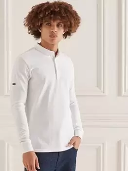 Image of Superdry Studios L/s Pique Polo Shirt, White, Size L, Men