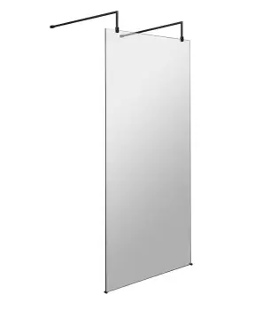 image of Hudson Reed 1000mm Wetroom Screen With Arms And Feet - Matt Black