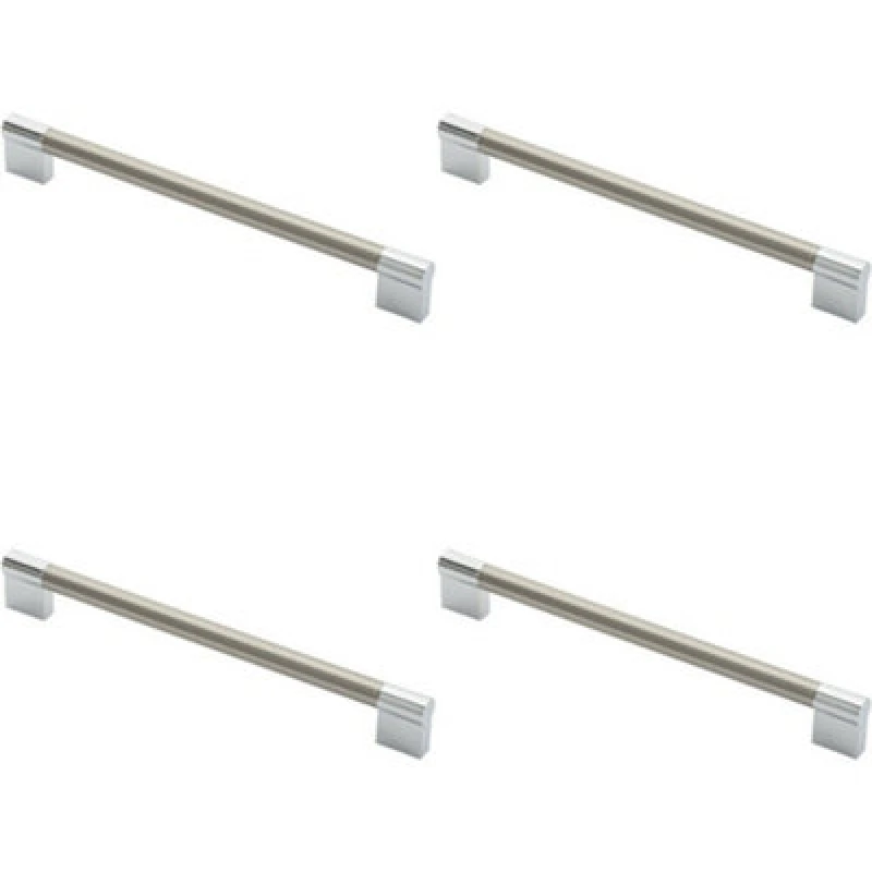 Image of Loops 4x Keyhole Bar Pull Handle 236 x 14mm 224mm Fixing Centres Satin Nickel & Chrome Metallics unisex