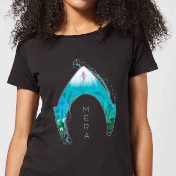 Image of Aquaman Mera Logo Womens T-Shirt - Black - 3XL