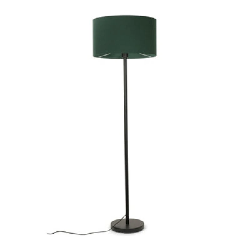 Image of ValueLights Charlie Black Floor Lamp Large Green Shade Black