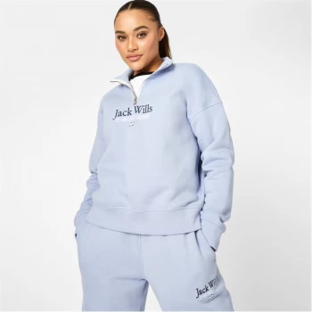 image of Jack Wills Honeylane Half Zip Sweatshirt - Soft Blue