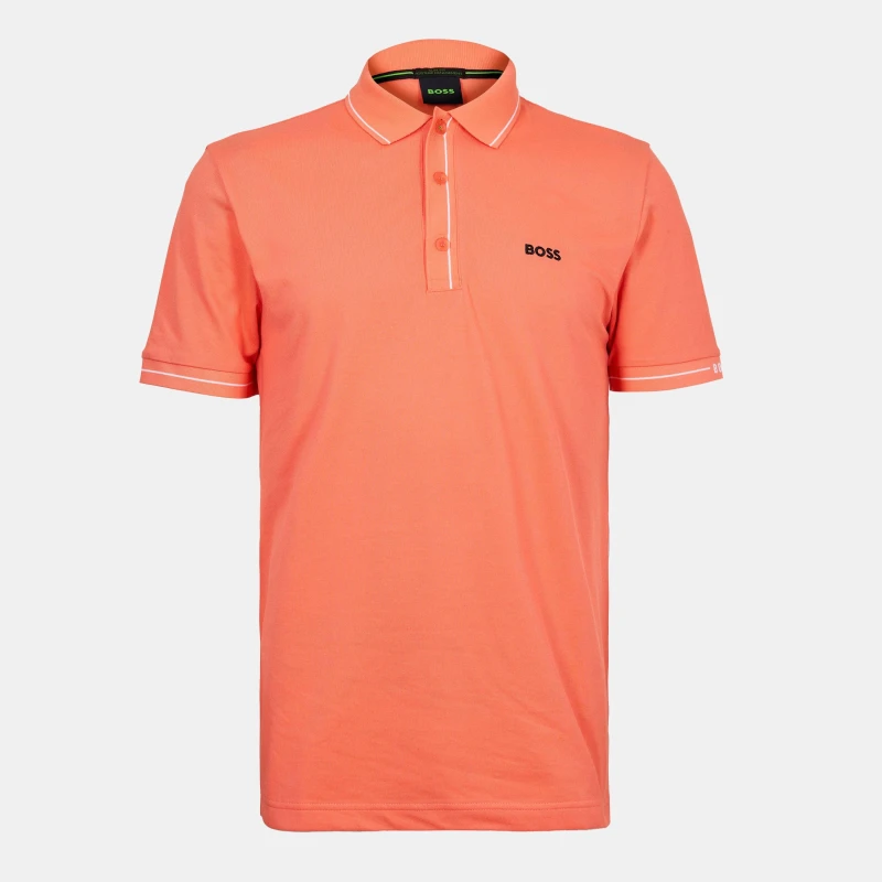 Image of Boss Mens Paule Short-Sleeve Polo Shirt Open Red male S