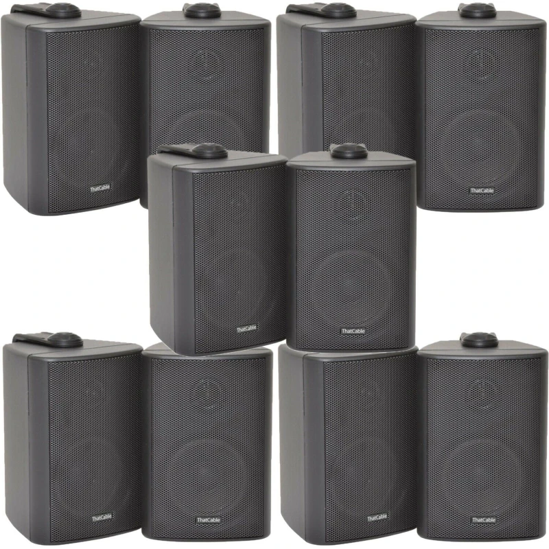 Image of Loops 10x 60W 2 Way Black Wall Mounted Stereo Speakers 3" 8Ohm Mini Background Music Black unisex