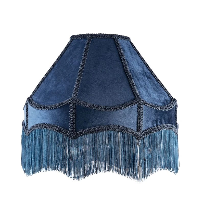 Image of Happy Homewares Traditional Victorian Empire Soft Velvet Lamp Shade with Lengthy Tassels in Midnight Size: 16" Midnight Unisex 16"