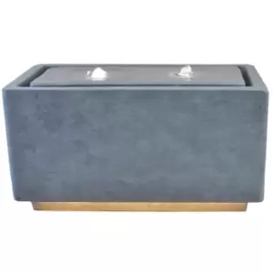 image of Ivyline Outdoor Contemporary Cement LED Cube Water Feature with Planter