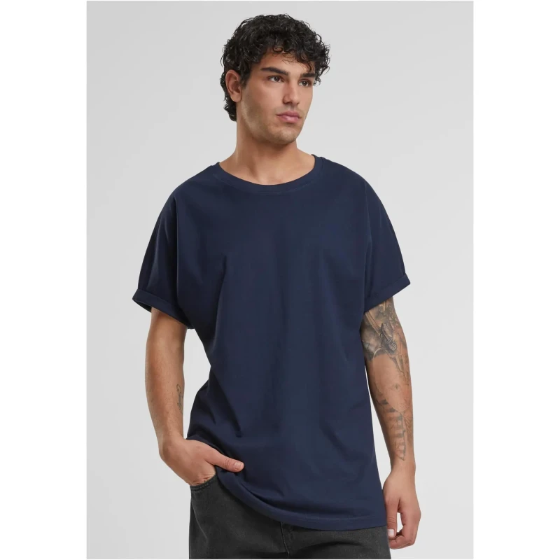 Image of Urban Classics Longline lapel T-Shirt Urban Classics Bleu Male M