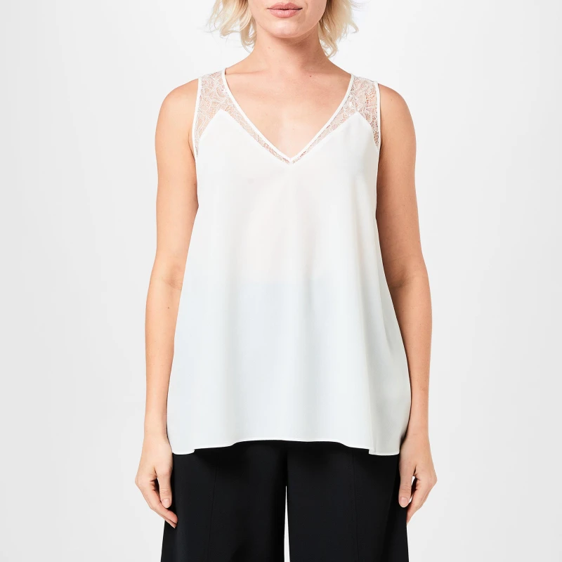 Image of French Connection French Connection Lace Trim Vest Womens - White White 8