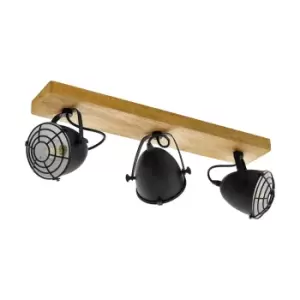 Image of Adjustable 4 Bulb Ceiling Spotlight Wood & Black Shade 40W E27 Kitchen Island