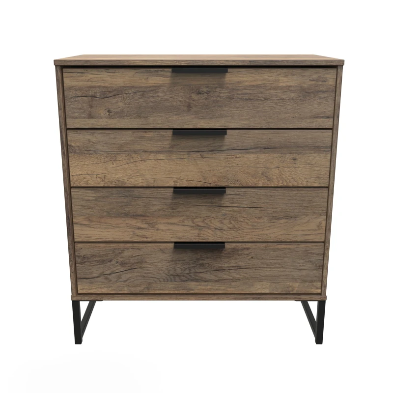 Image of Ready Assembled 2 U Fuji 4 Drawer Chest (Ready Assembled) in Dark Brown Dark Brown Unisex