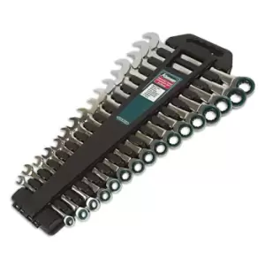 Image of Kamasa 55774 Metric Ratchet Ring Spanner Set In Rack (16 Piece)