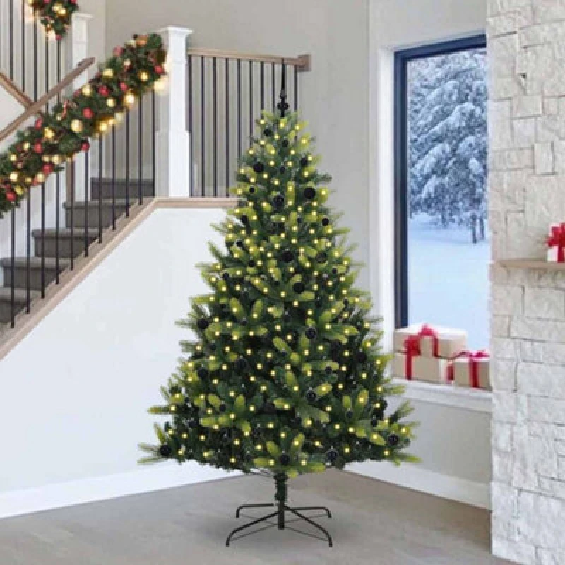 Image of Vidaxl Artificial Hinged Christmas Tree 300 Leds Green 240 Cm