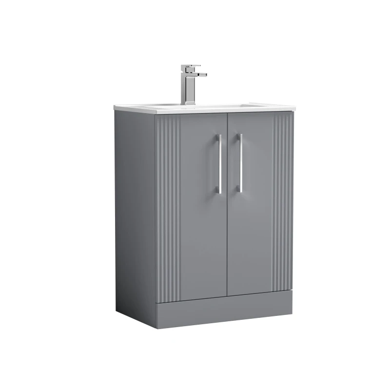 Image of Balterley 2 Door Floor Standing Vanity Unit Minimalist Basin Grey 600mm Grey