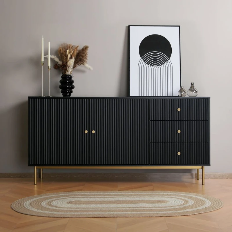 Image of Home Garden Direct Devon - Large Sideboard - Black Unisex