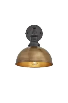 image of Brooklyn Dome Wall Light, 8 Inch, Brass, Pewter Holder