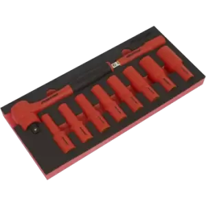 Image of Sealey 10 Piece 1/2" Drive VDE Insulated Socket Set in Module Tray 1/2"