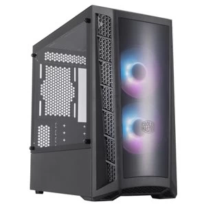 Image of Cooler Master MasterBox MB320L ARGB Micro Tower 2 x USB 3.2 Gen 1 Edge-to-Edge Tempered Glass Side Window Panel Black Case...