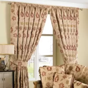 Image of Paoletti Zurich Floral Jacquard Pencil Pleat Curtains (Pair) Polyester Champagne (168X183Cm)