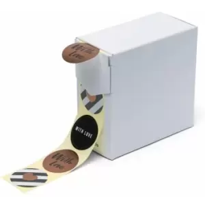 Image of Gift Stickers 250 pcs x 4 rolls Pink. Brown and Black rillprint - N/A