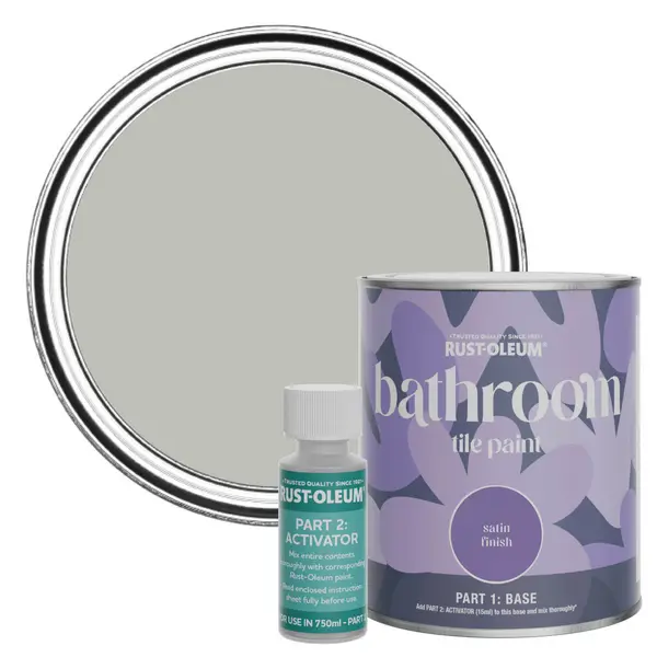 Image of Rust-Oleum Bathroom Tile Paint, Satin Finish - Flint 750ml -