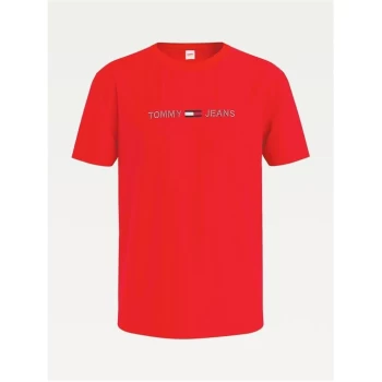 Image of Tommy Jeans 3D Linear Logo T Shirt - Deep Crimson
