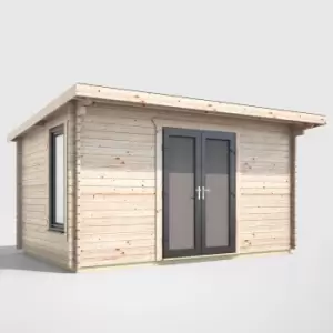 image of Power 14' x 8' Pent Log Cabin Doors Central