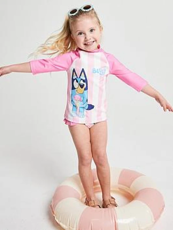 Image of Brand Threads Bluey Swim Set in Pink Size: 1-2 Years Pink Unisex 1-2 Years