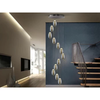 Image of Schuller Nebula - LED 12 Light Dimmable Spiral Crystal Drop Ceiling Pendant Chrome Remote Control