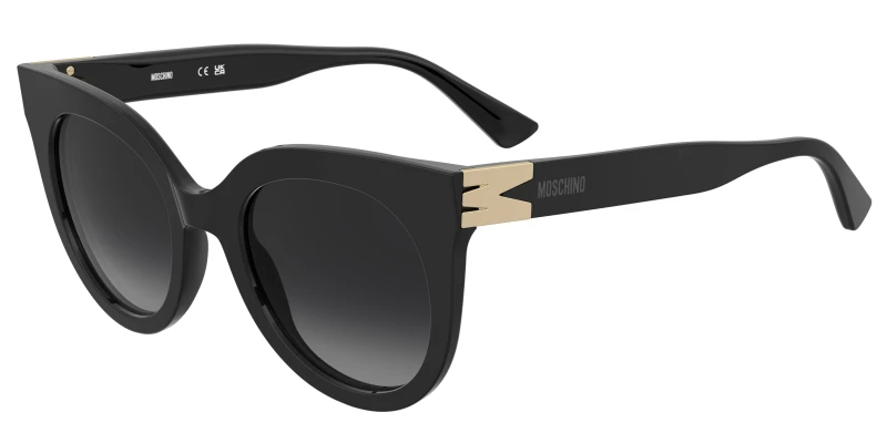 Image of Moschino Round Frame Sunglasses With M Trim- Black WW37L Female
