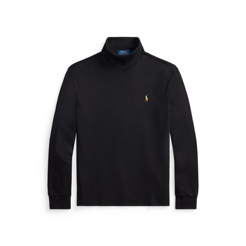 Image of Polo Ralph Lauren Soft Cotton Roll Neck Jumper Polo Black male L