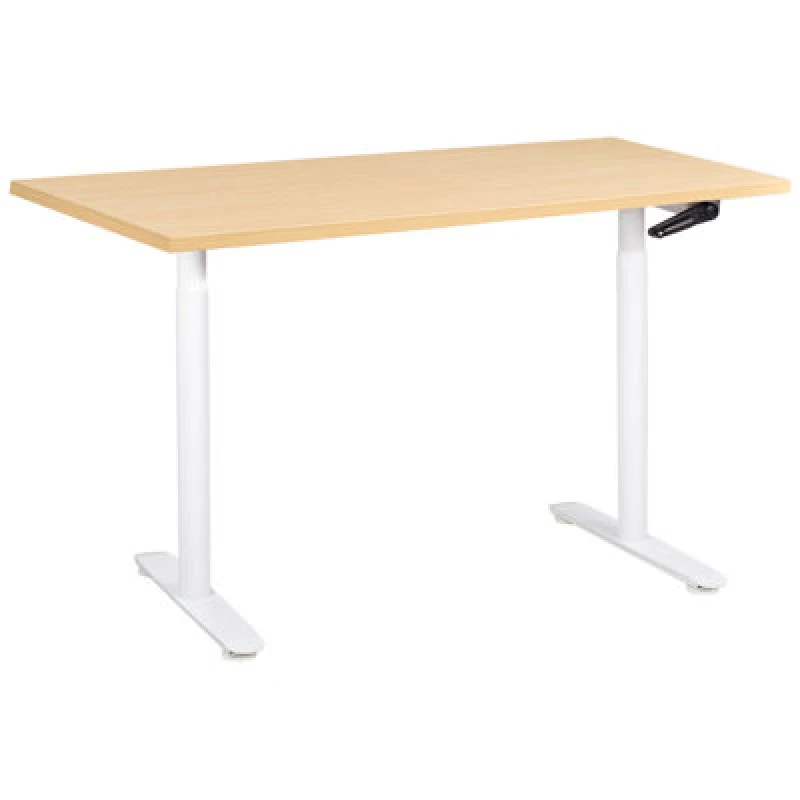 Image of Beliani Manual Adjustable Standing Desk Destinas Light Brown/ White 120 Cm 60 Cm