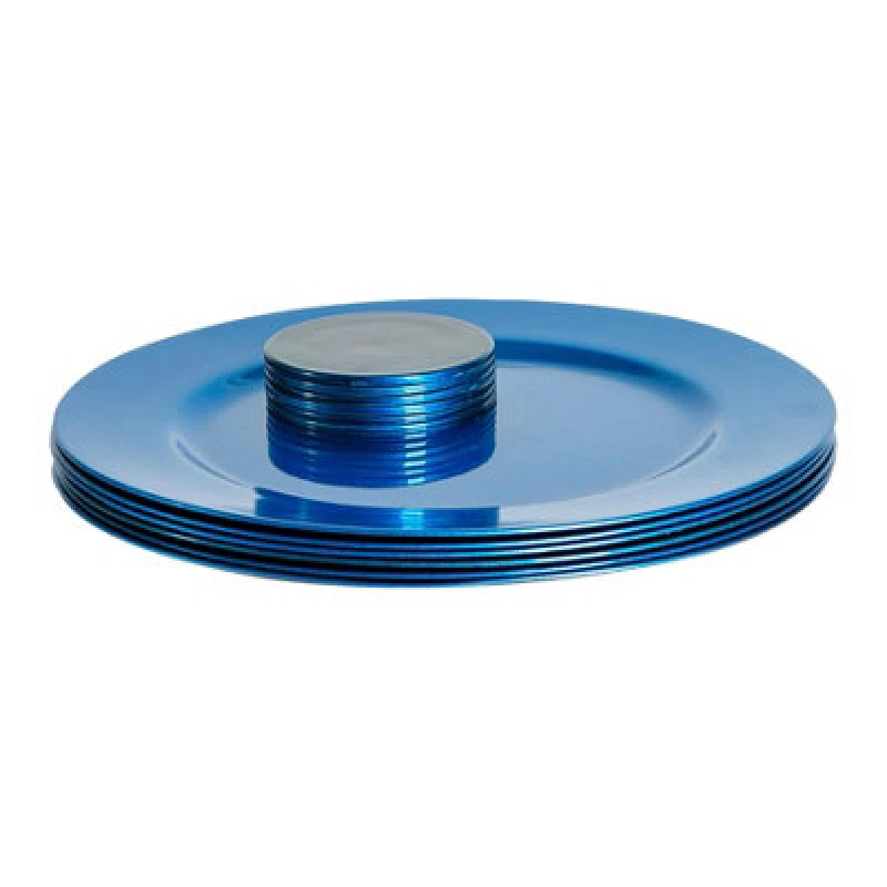 Image of Argon Tableware 12Pc Metallic Charger Plates Set - Gold - Reusable Dining Table Setting Plates For Christmas Party Celebrations