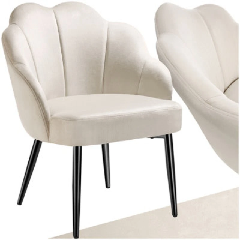 Image of tectake Accent Chair Hellen Per Piece - Cream/Black in Cream Size: 1 Pack Cream Unisex 1 Pack