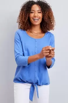 Image of ¾ Sleeve Tie-Waist Textured Jersey Top