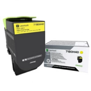 image of Lexmark 71B0H40 Yellow Laser Toner Ink Cartridge