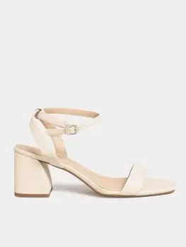 Image of Yours Extra Wide Fit Mid Block Heel Sandal Two Strap Nude, Nude, Size 10Eee, Women