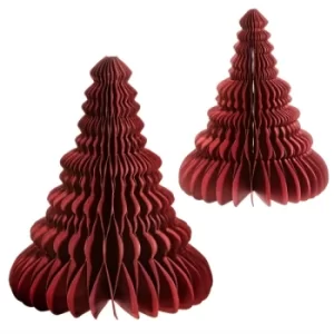 Image of Crimson Honeycomb Tree Standing Decoration (Set Of 2)