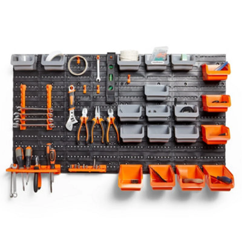 Image of VonHaus 44 Piece Wall Mounted Pegboard Hook Black