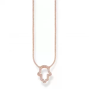 image of THOMAS SABO Rose Gold Plated Hamsa Hand Necklet KE1386-416-14-L42V