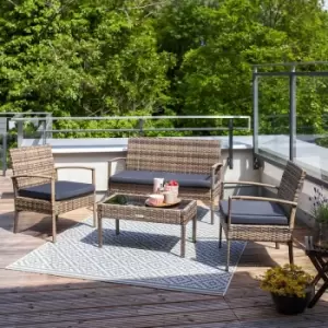 Image of Tectake Sparta Rattan Garden Bench Set - Black