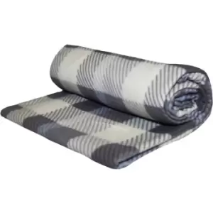 image of Velosso Check Polar Fleece Blanket (One Size) (Grey) - Grey