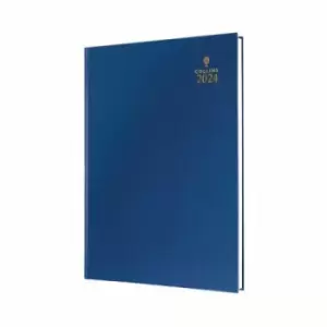 Image of Collins A4 Desk Diary Day Per Page Blue 2024 44-60.24