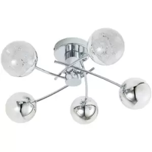 image of Spa LED 5 Light Ceiling 24W Rhodes 4000K Cool White Crackle Effect Chrome 1400lm