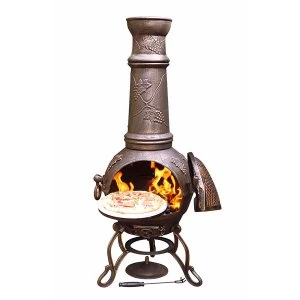 Gardeco Extra-Large Toledo Chiminea - Bronze Grapes