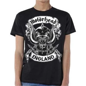 image of Motorhead - Crossed Swords England Crest Unisex Large T-Shirt - Black