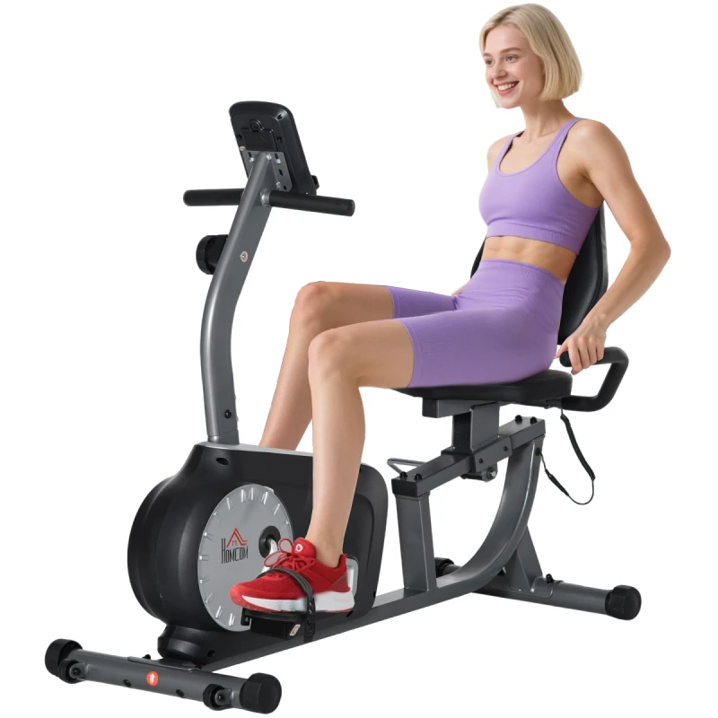 Image of HOMCOM HOMCOM Exercise Bike with LCD Display, Quiet 8-Level Magnetic Resistance in Grey Grey One Size Unisex 5063603054301