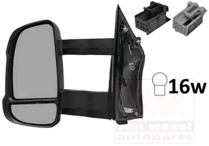 Image of VAN WEZEL 1651825 Wing mirror * HAGUS * Left, black, Long mirror arm Outside Mirror (50)