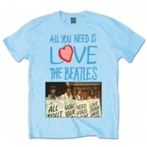 Image of The Beatles AYNIL Playcards Mens Light Blue Tshirt: Large