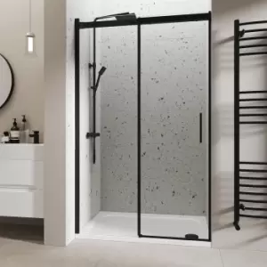 image of Black 1000mm Frameless Sliding Shower Door - Aqulia